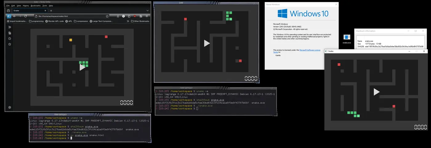 this game is a single 13 kib file that runs on windows linux and in the browser