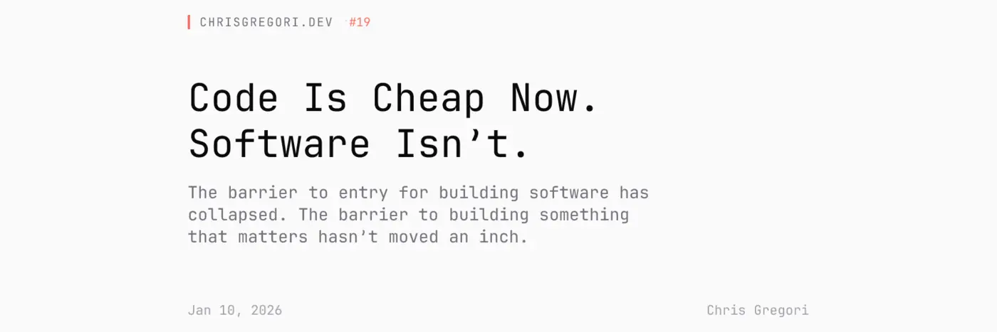 code is cheap now but software isnx27t