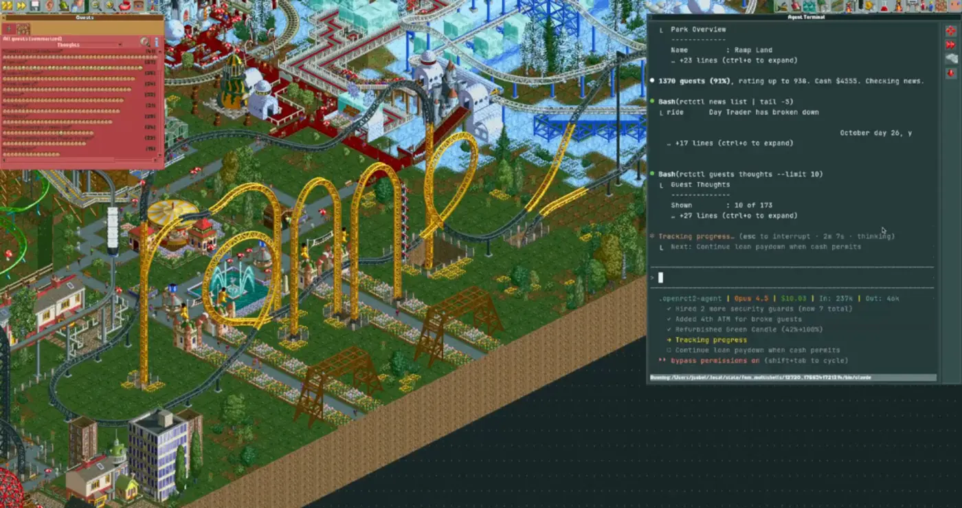 we put claude code in rollercoaster tycoon
