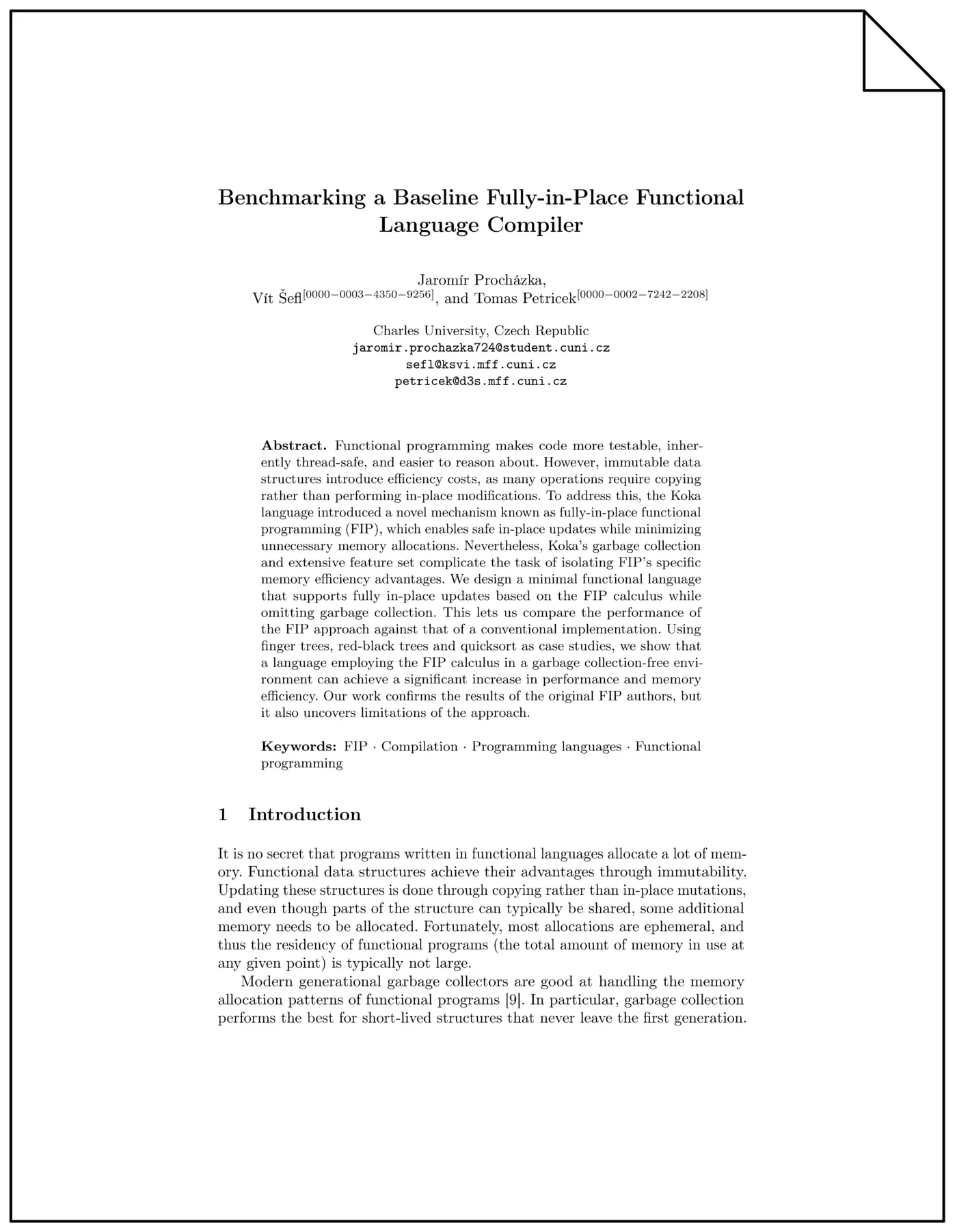 benchmarking a baseline fullyinplace functional language compiler pdf