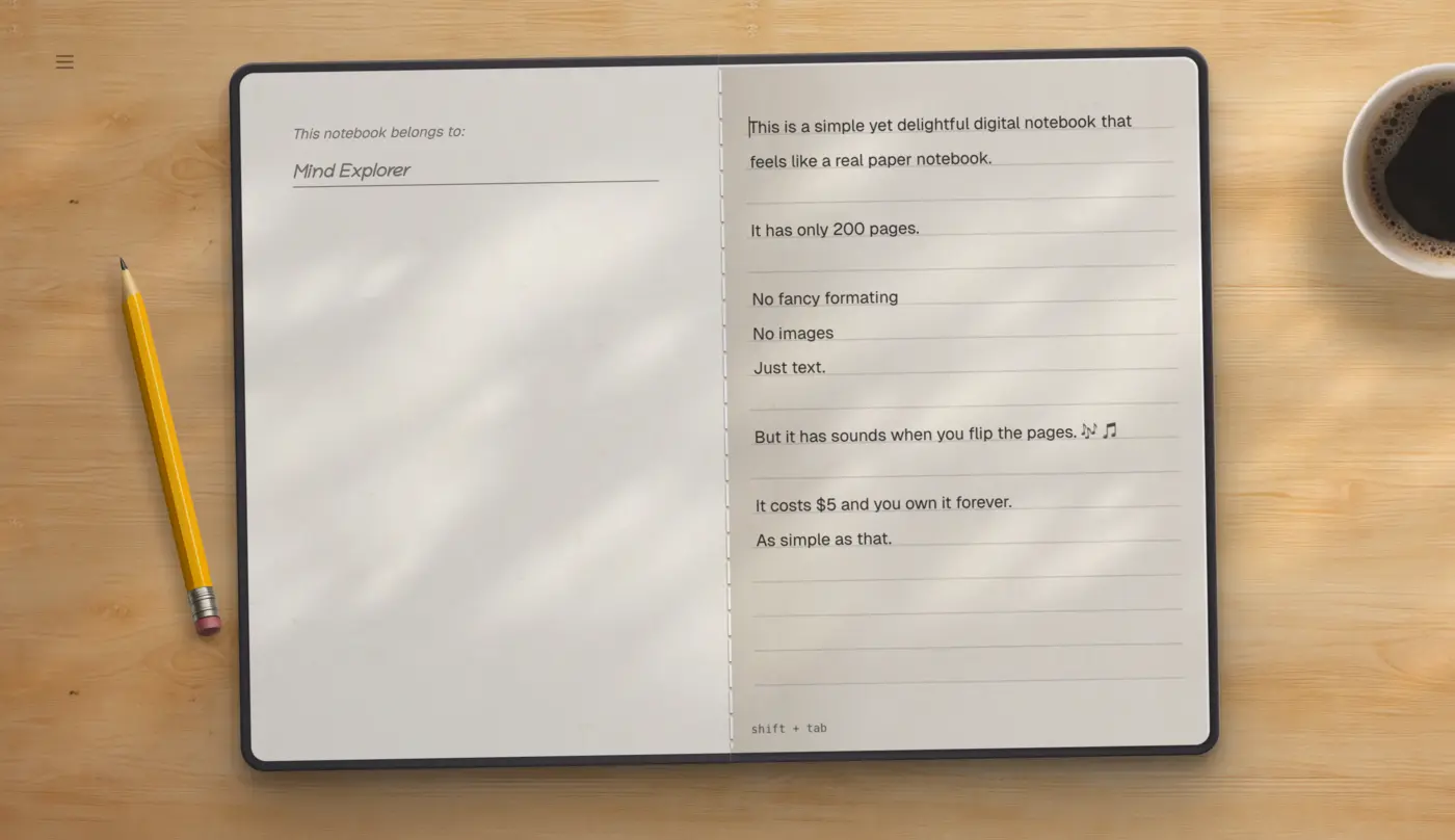 a 200page digital notebook for journaling and writing