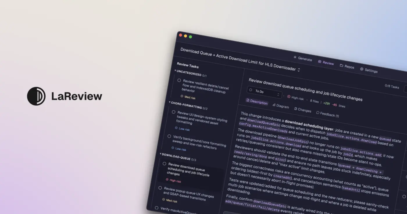 show hn lareview planfirst ai code review runs locally bring your own agent