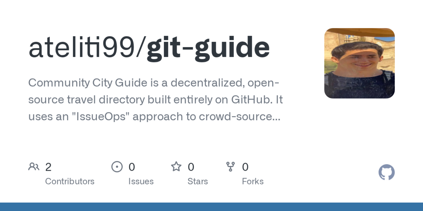show hn git guide the open source travel guide on github actions