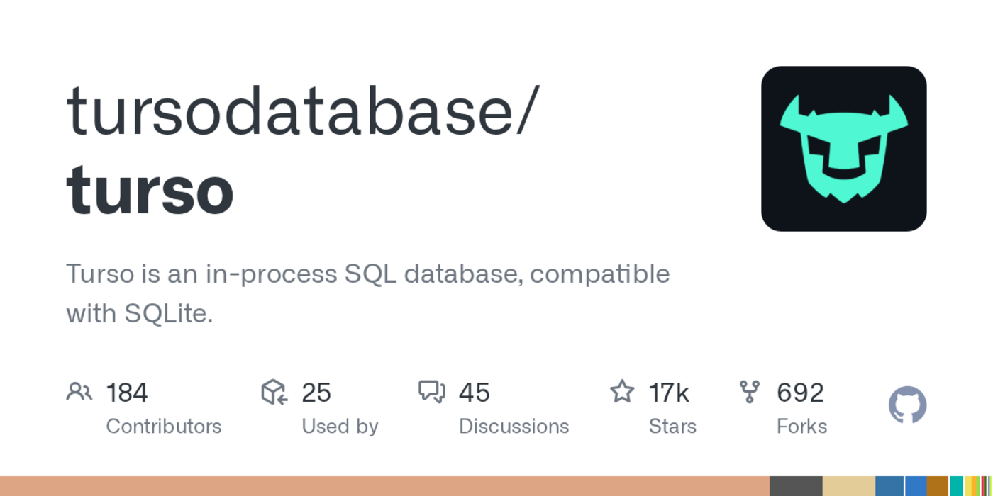 turso is an inprocess sql database compatible with sqlite