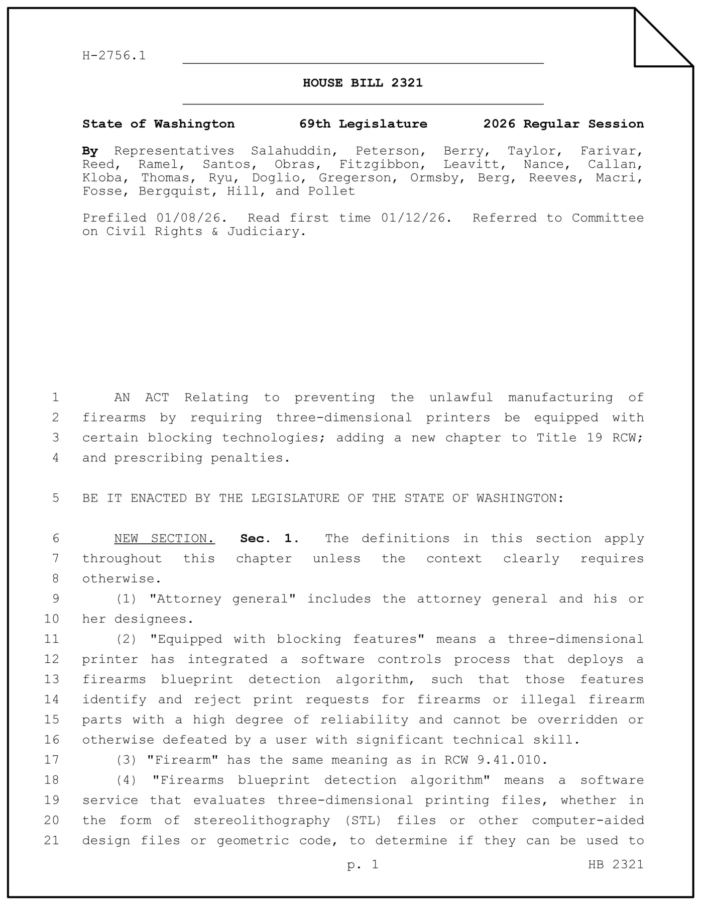 washington state bill seeks to add firearms detection to 3d printers pdf