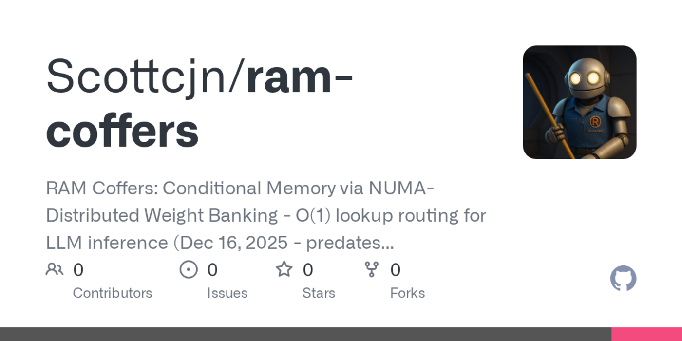 ram coffers i built conditional memory for llms 27 days before deepseekx27sengram