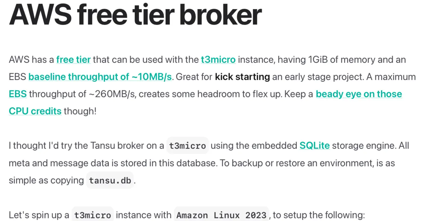 small kafka tansu and sqlite on a free t3micro