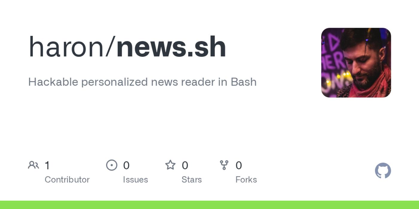 hackable personal news reader in bash pipes