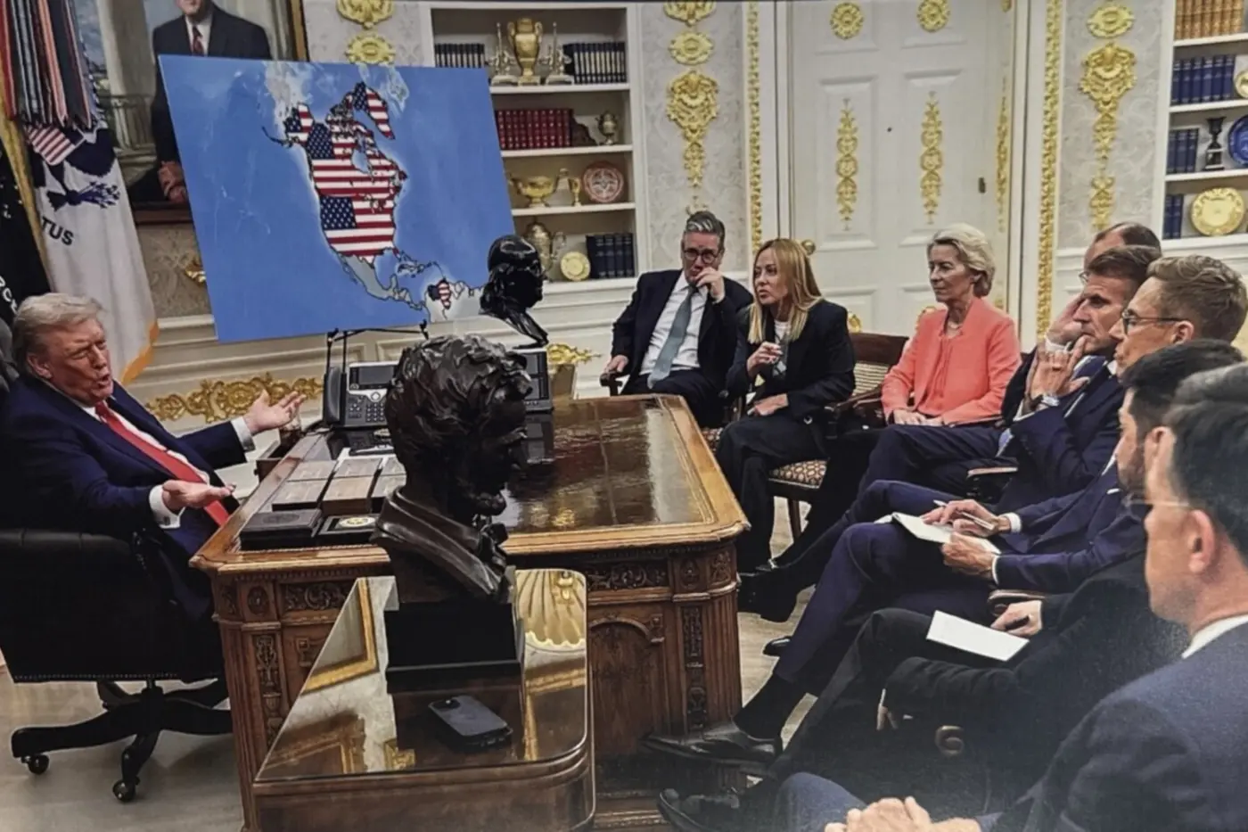 trump shares map of us including greenland canada venezuela