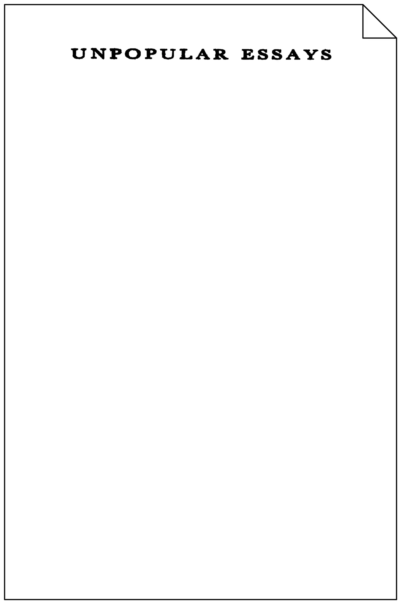 unpopular essays 1921 pdf