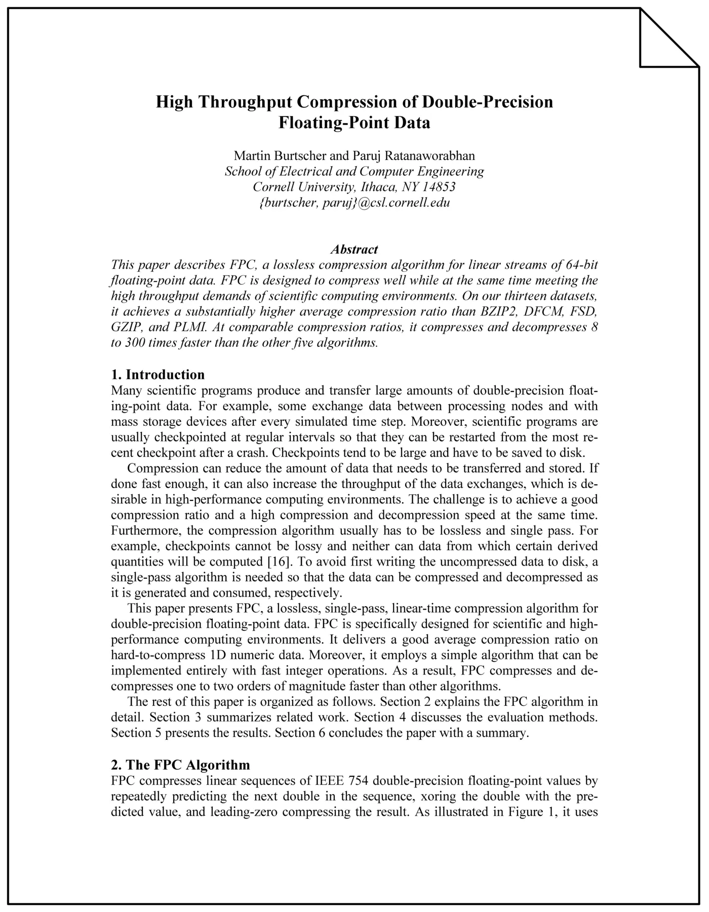 high throughput compression of doubleprecision floatingpoint data 2007 pdf
