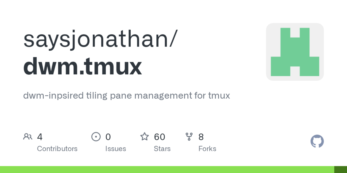 show hn dwmtmux a dwminspired window manager for tmux