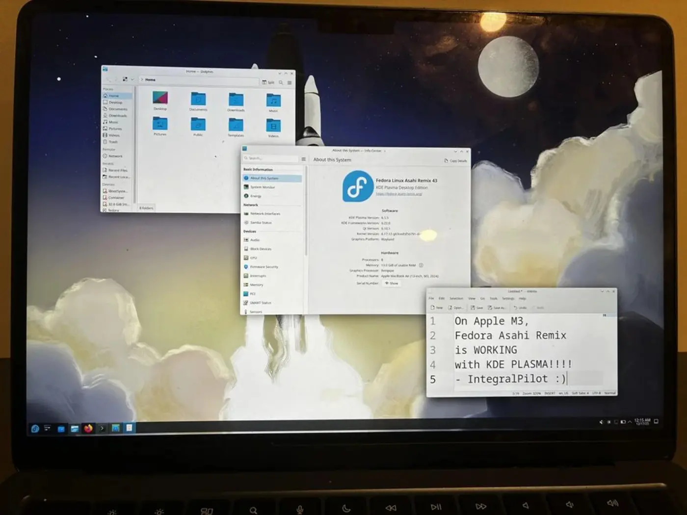 fedora asahi remix is now working on apple m3