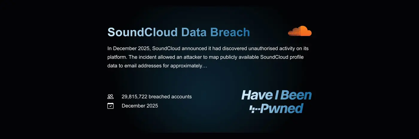soundcloud data breach now on haveibeenpwned
