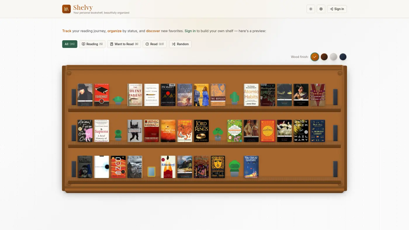 show hn shelvy books