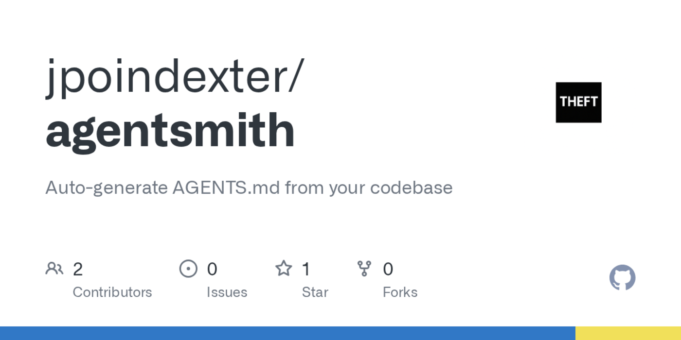 show hn agentsmith autogenerate agentsmd for ai coding assistants