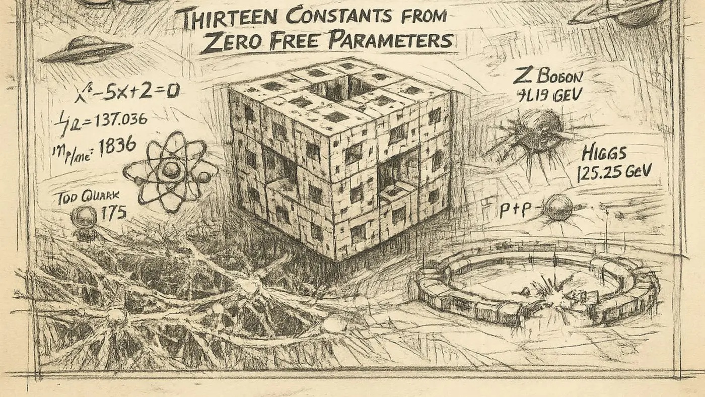 thirteen constants from zero free parameters what did i find