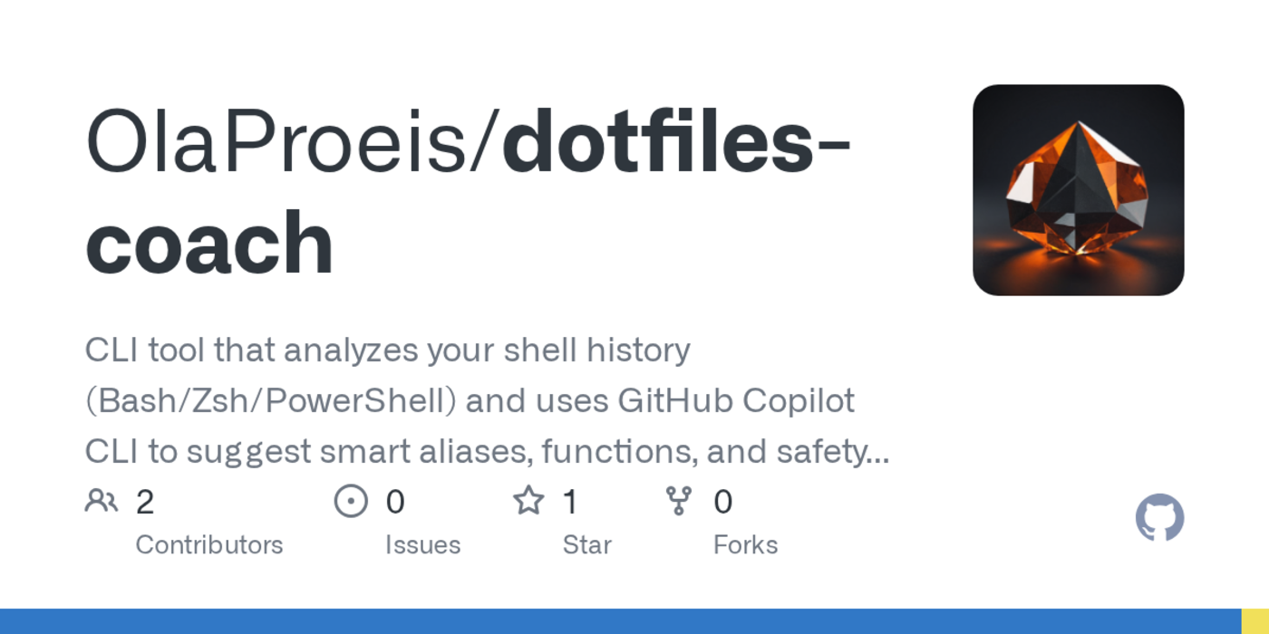 show hn dotfiles coach cli that analyzes your shell history with github copilot