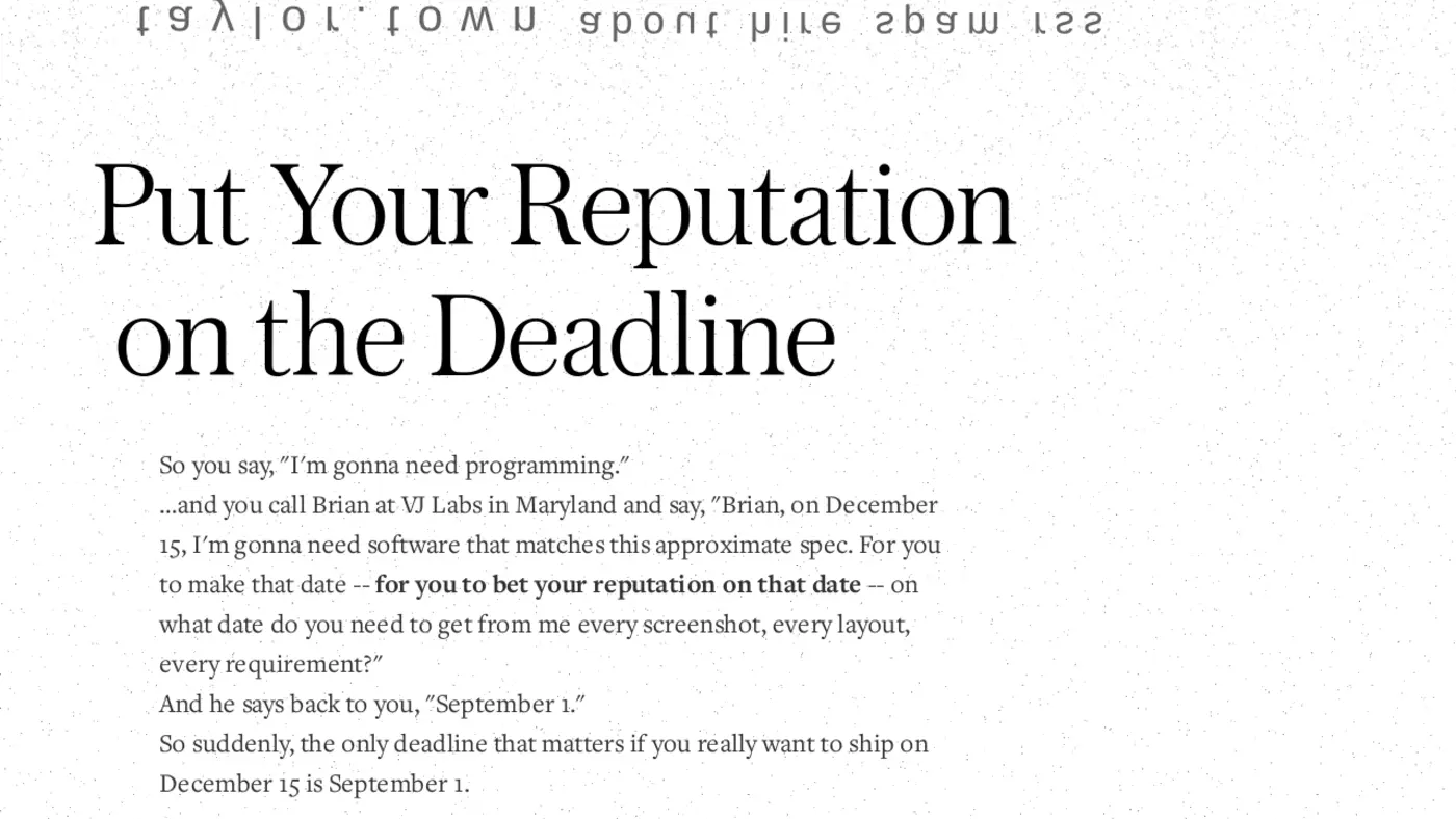 put your reputation on the deadline 2023