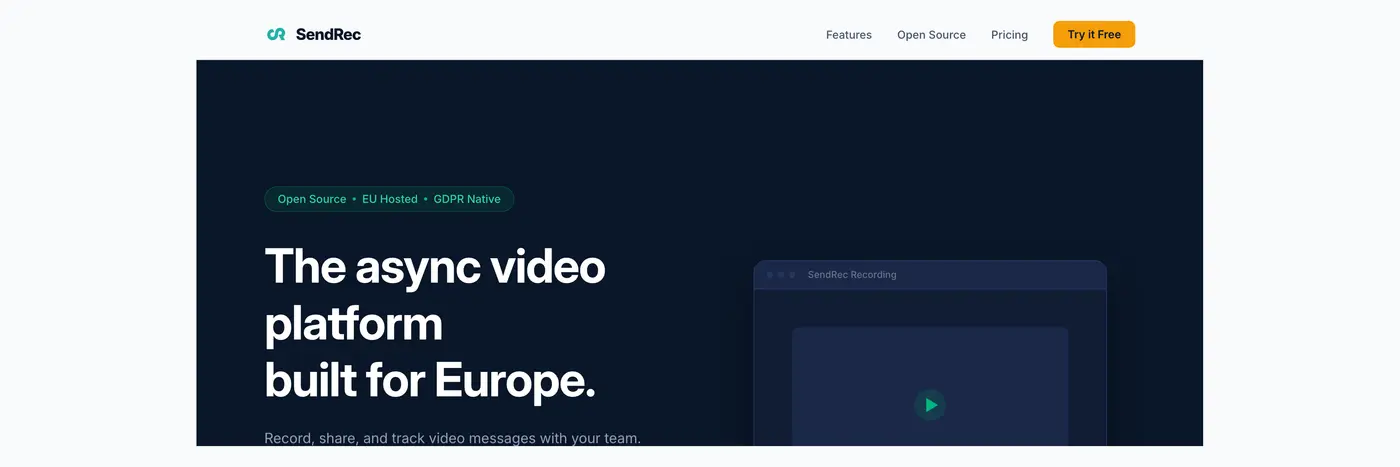 show hn sendrec selfhosted async video for eu data sovereignty