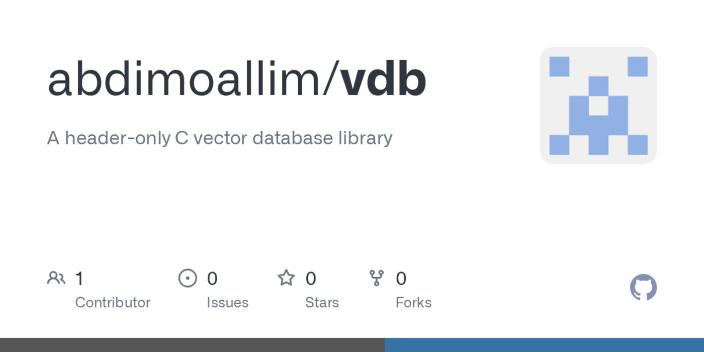 a headeronly c vector database library