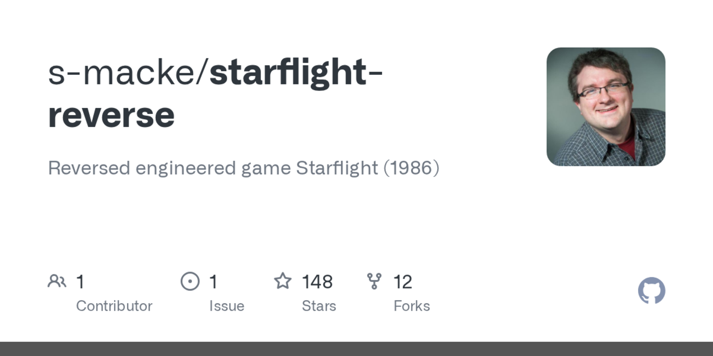 reversed engineered game starflight 1986