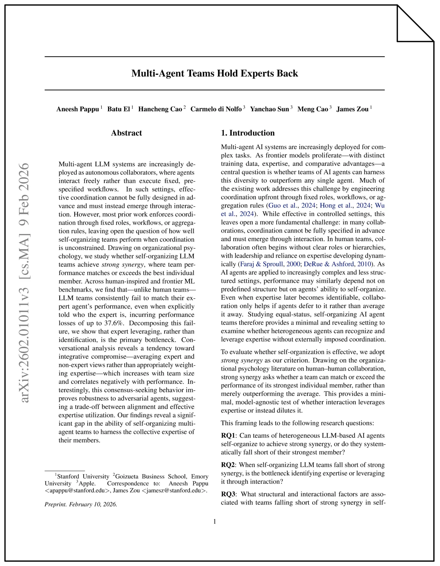 multiagent teams hold experts back