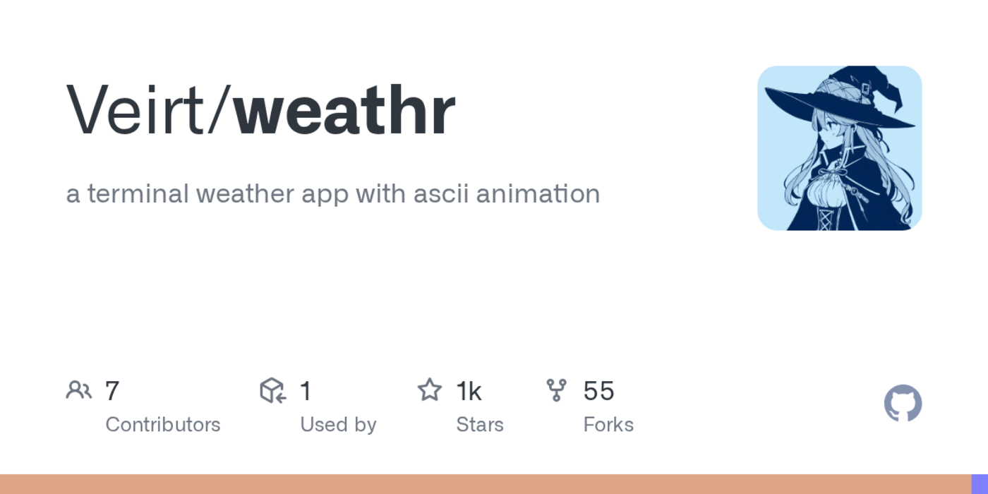 a terminal weather app with ascii animations driven by realtime weather data