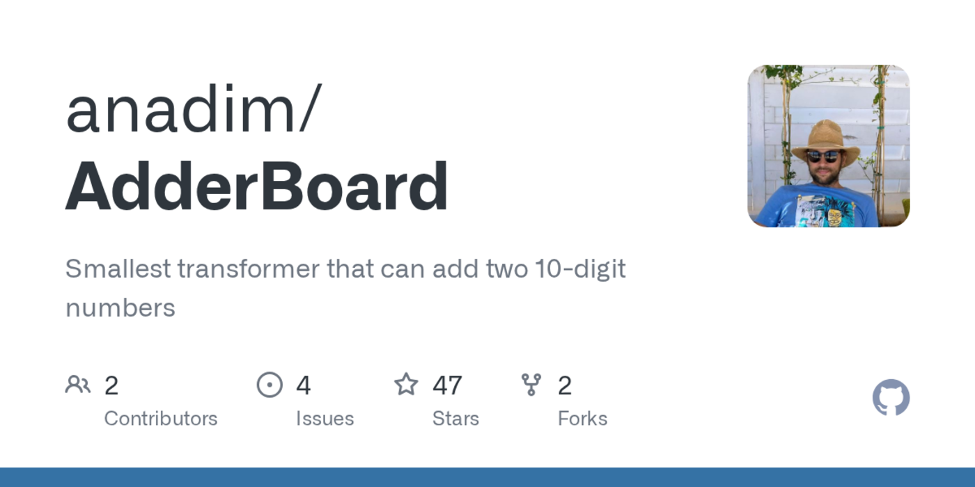 smallest transformer that can add two 10digit numbers