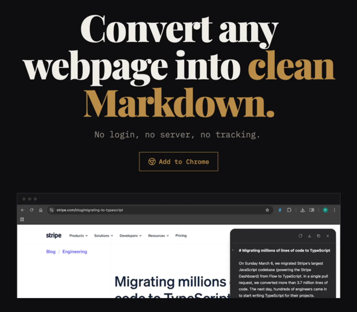 page to markdown single click