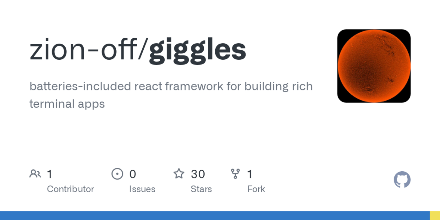 show hn giggles a batteriesincluded react framework for tuis