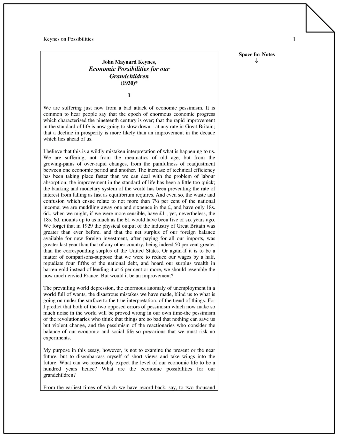 economic possibilities for our grandchildren 1930 pdf