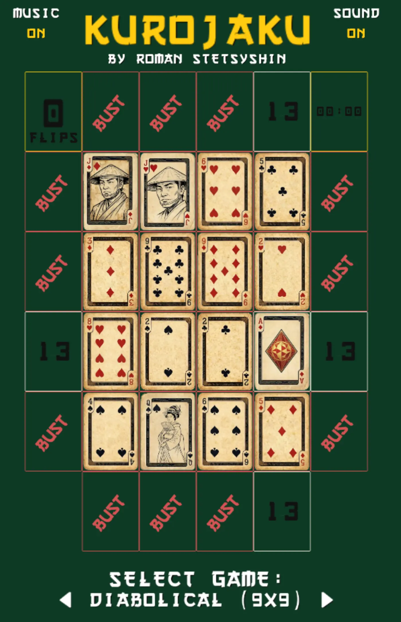 show hn kurojaku sudoku and blackjack