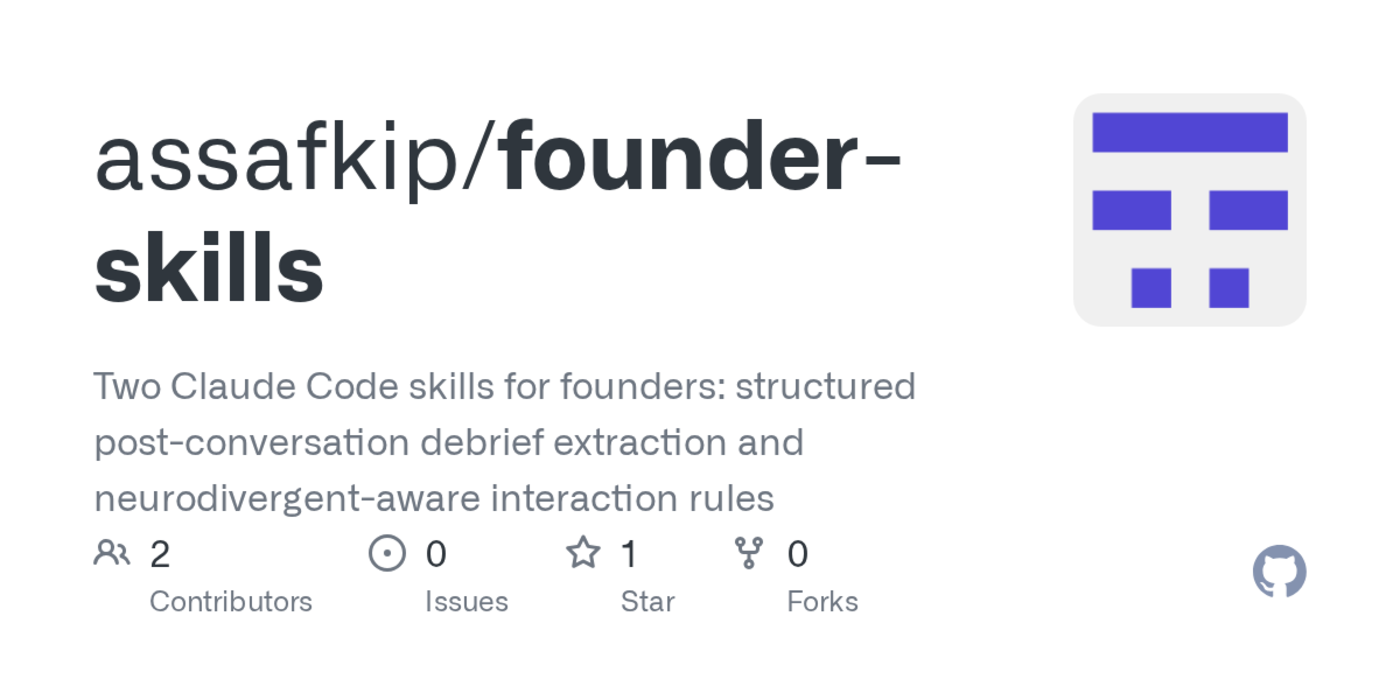 two claude code skills for founders debriefs and adhdaware interactio