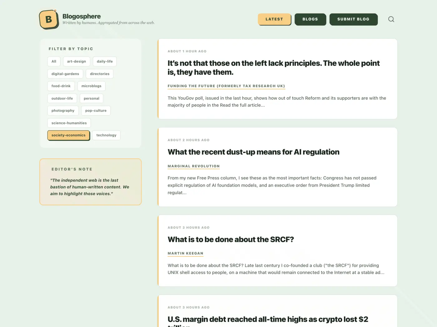blogosphere a directory of independent blogs and personal websites