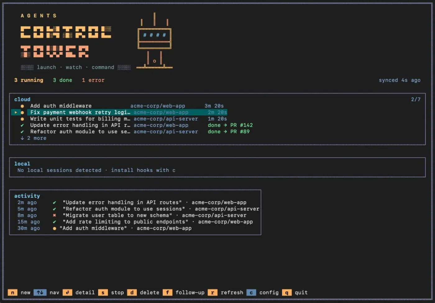 show hn terminal dashboard for managing cursor cloud agents