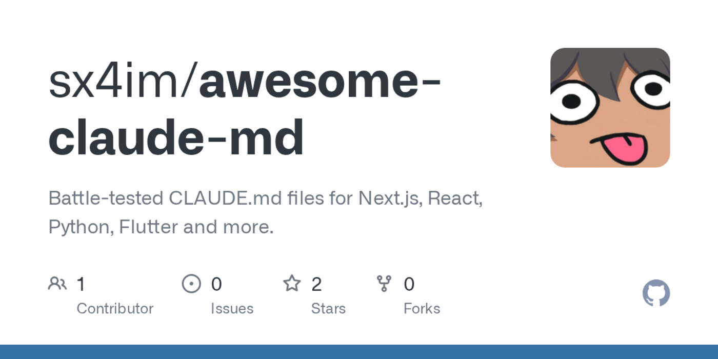 show hn awesomeclaudemd 20 stackspecific claudemd templates for ai coding