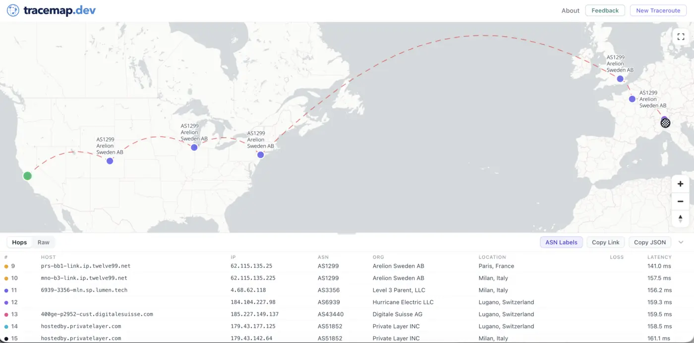 show hn tracemap run and visualize traceroutes from probes around the world