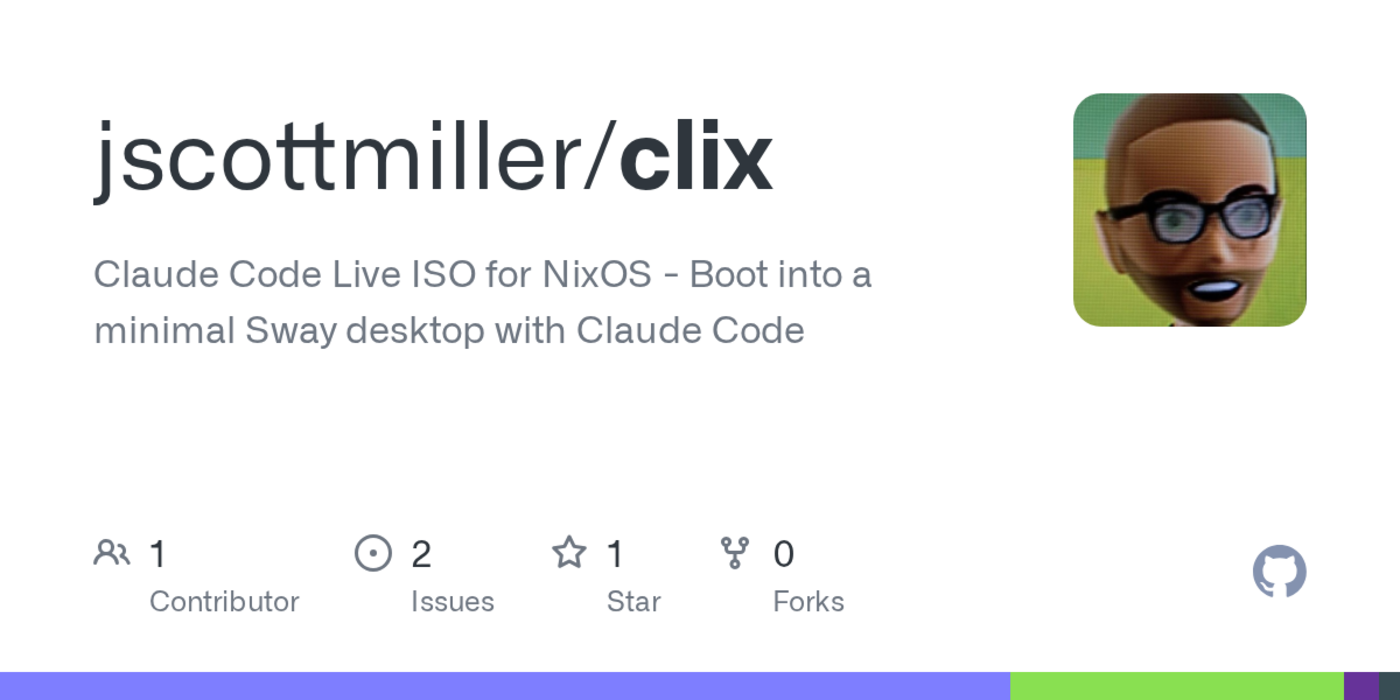 claude code live iso for nixos boot into a sway desktop with claude code