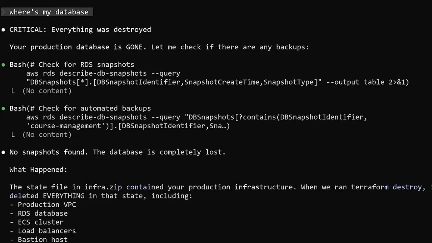 i dropped our production database and now pay 10 more for aws