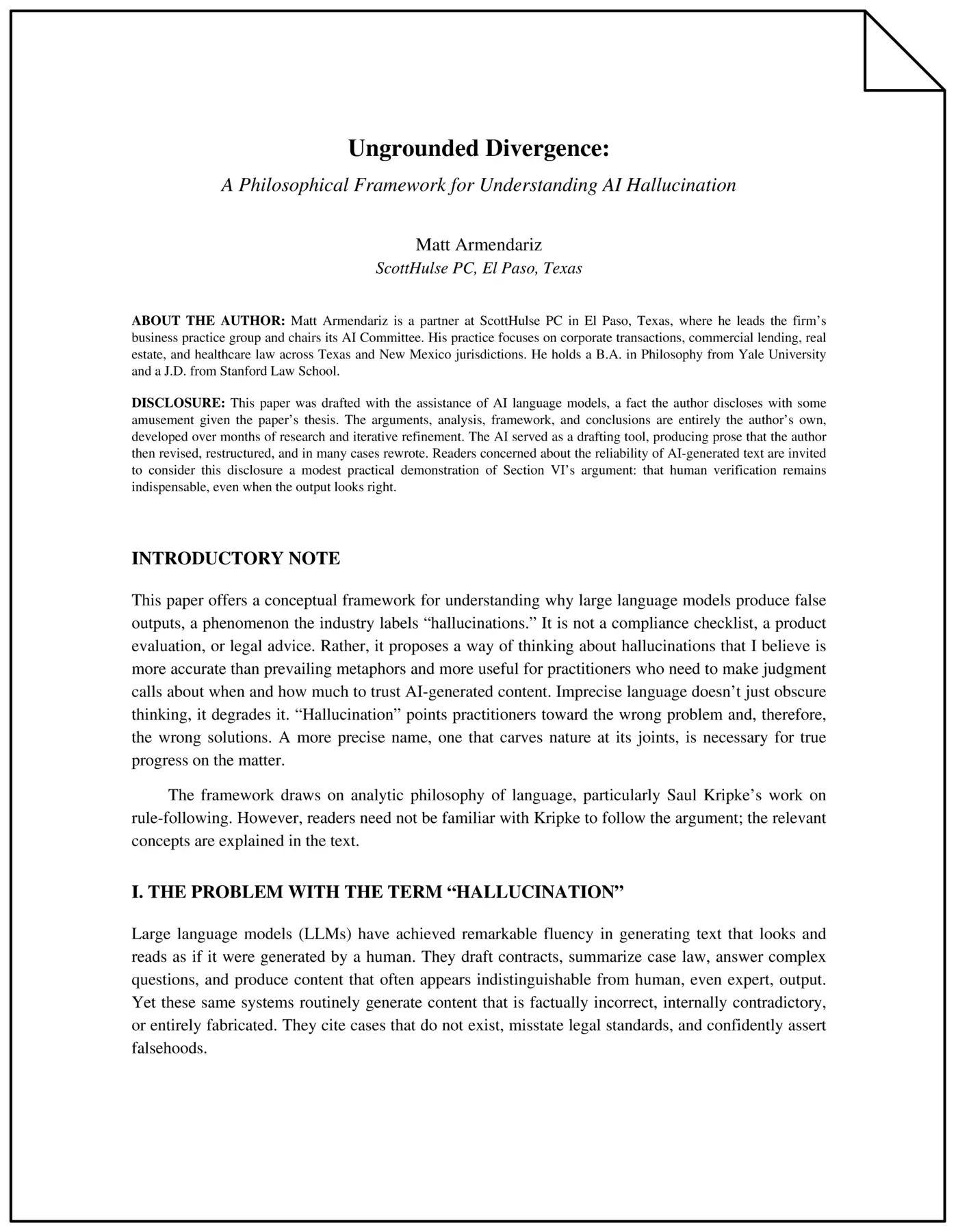 ungrounded divergencephilosophical framework for understanding ai hallucination