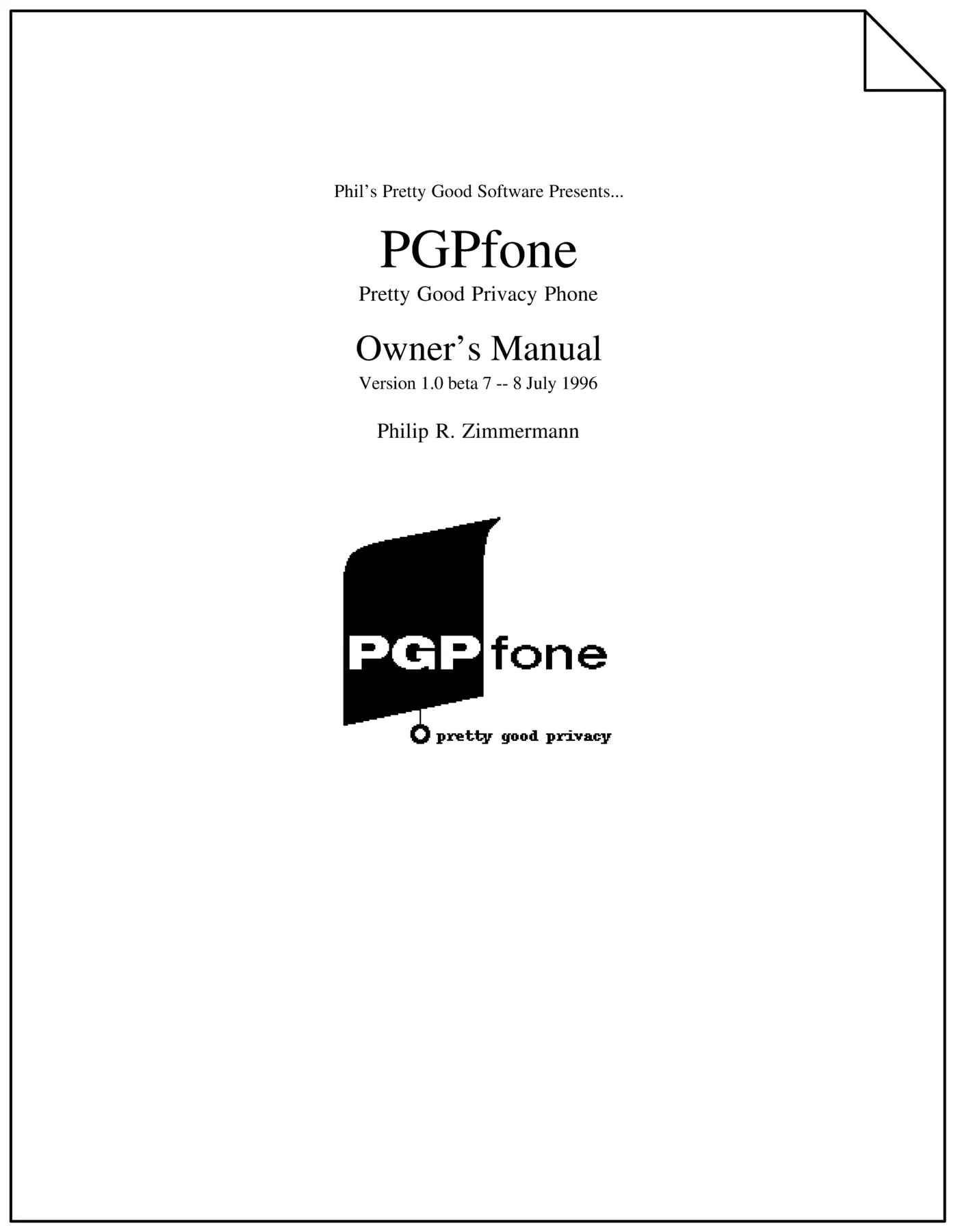 manual to phil zimmermans pgpfone circa 1996 pdf