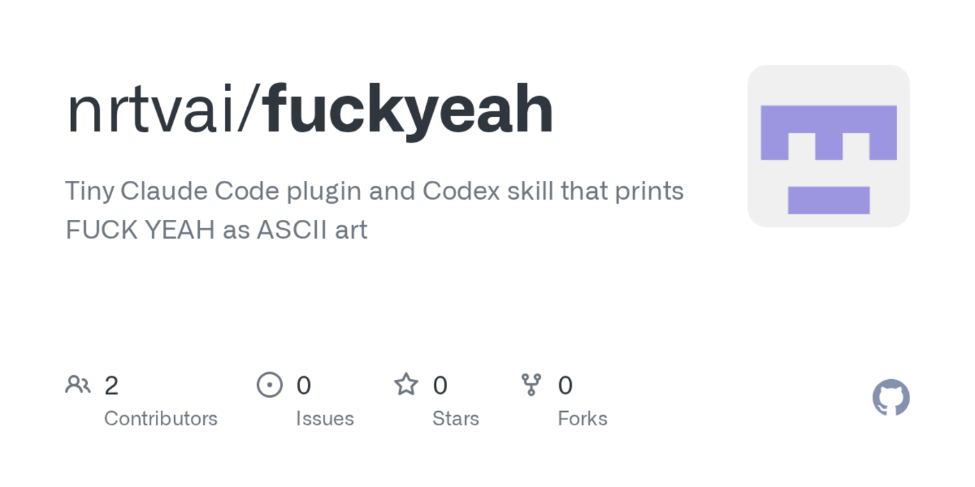 show hn fuckyeah a minimal claude code plugin and codex skill