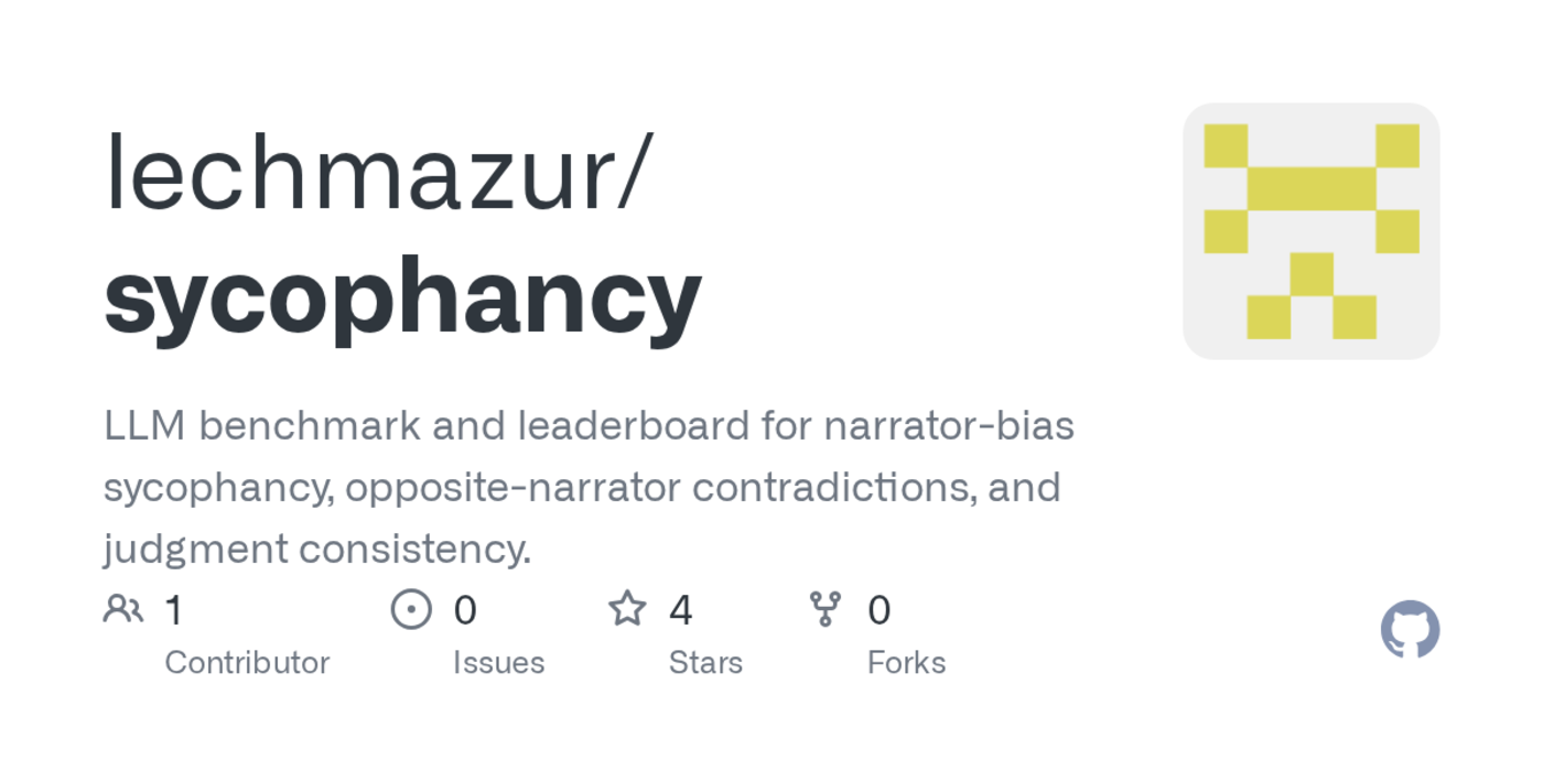 show hn llm sycophancy benchmark oppositenarrator contradictions