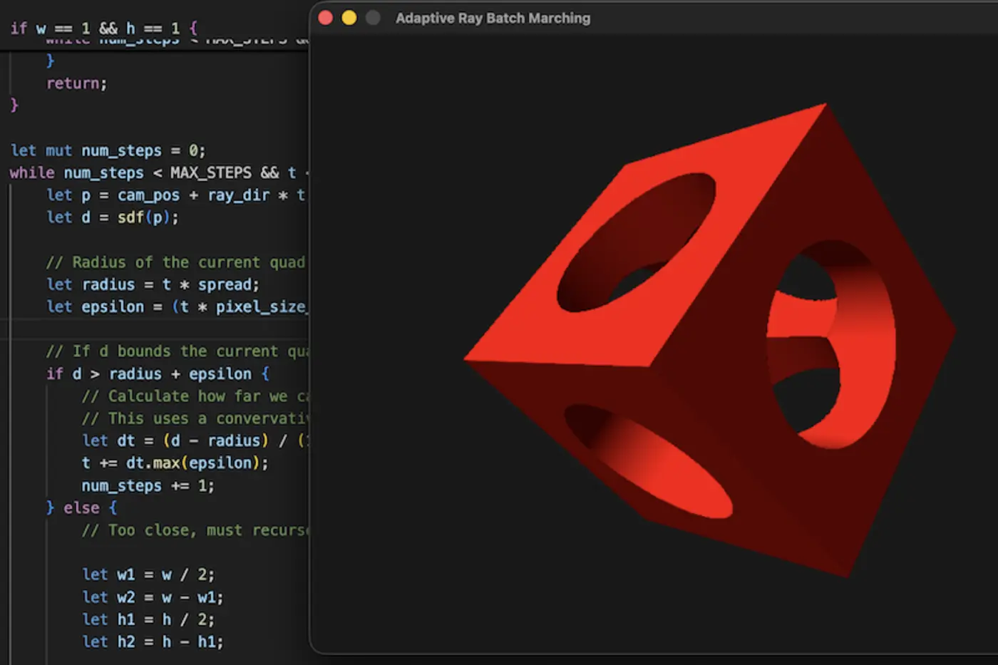 a recursive algorithm to render signed distance fields