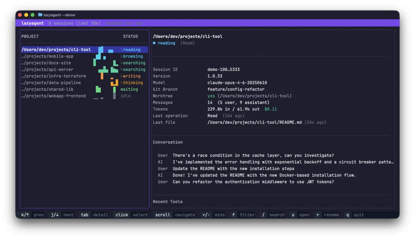 show hn lazyagent one terminal ui for all your coding agents
