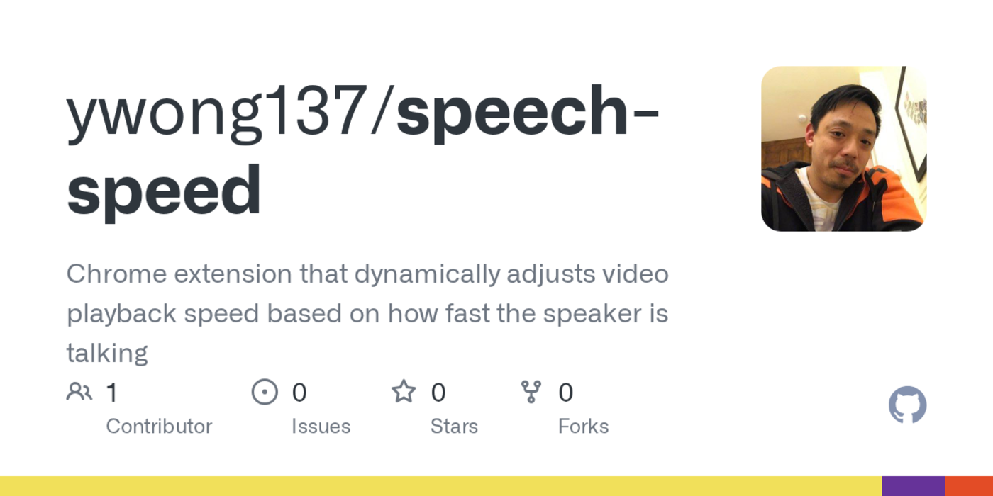 chrome extension adjusts video speed based on how fast the speaker is talking
