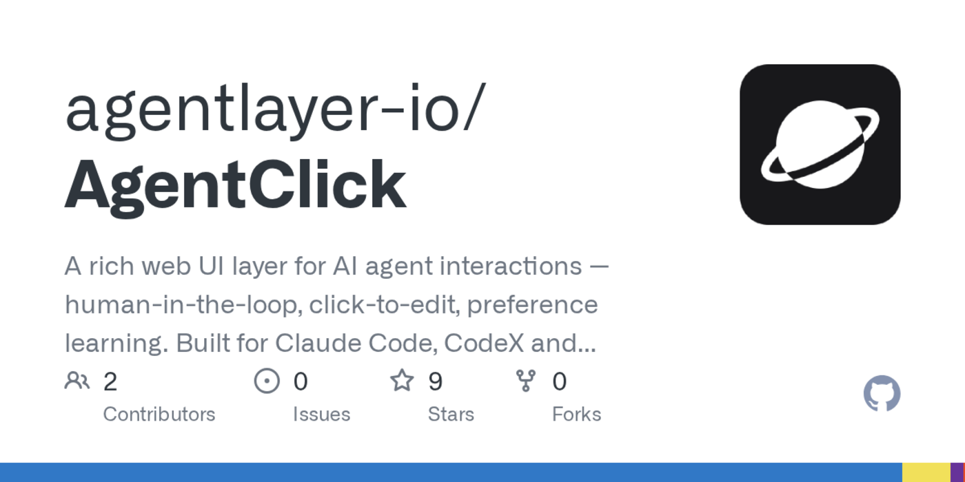 show hn agentclick humanintheloop review ui for ai coding agents