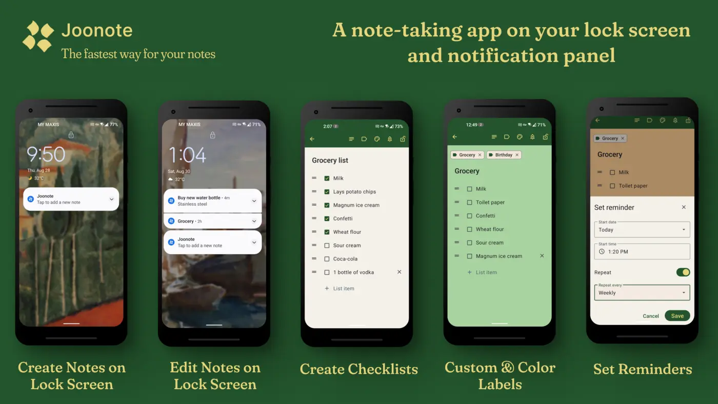 show hn joonote a notetaking app on your lock screen and notification panel