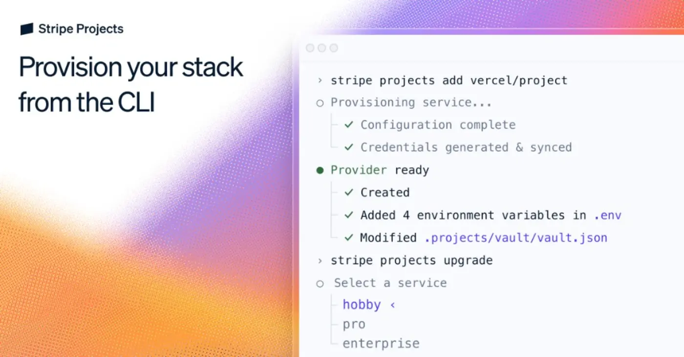 stripe projects provision and manage services from the cli
